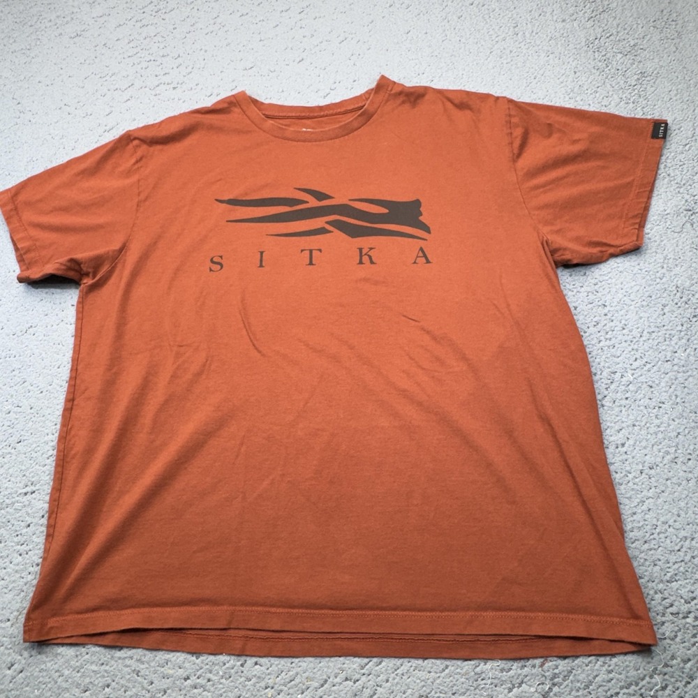 Sitka Gear Shirt Mens Large Orange Graphic Logo Spellout Hunting Fishing Hiking